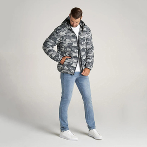Men's High Street Style Long Sleeve <b>Camo</b> Design Winter Puffer <b>Jacket</b> Factory's New Arrival Customized Canvas Fabric Logo Printed - Product Image 3