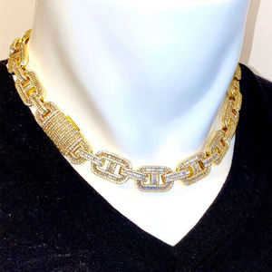 14K 18K oro blanco Iced VVS Moissanite diamante cubano enlace collar Baguette corte fino diamante cadenas para hombres mujeres regalo - Product Image 3