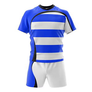 Vente en gros 2025 Ensembles de vêtements de rugby personnalisés imprimés par transfert thermique 100% polyester Respirant Maillot de rugby/Shorts Taille élastique - Product Image 3