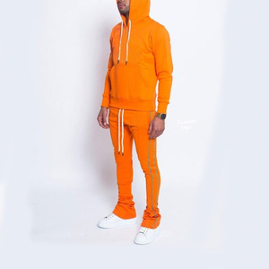 Chándal con logotipo personalizado para hombre, conjunto de dos piezas, chaqueta con cremallera y joggers apilados, ropa deportiva ajustada, venta al por mayor - Product Image 5