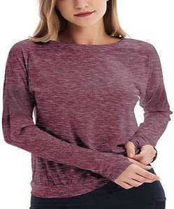 Alta calidad elegante moda cómoda manga larga Color liso transpirable secado rápido ligero camiseta para mujer - Product Image 3