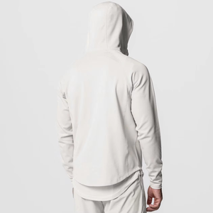 Sweat-shirts à capuche en polaire ajustés pour homme avec logo personnalisé, fermeture éclair 1/4, respirants, en polyester/coton, pour la salle de sport en automne - Product Image 4