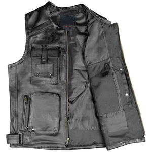 เสื้อกั๊กหนังสำหรับผู้ชายมาใหม่เสื้อกั๊กหนังปักโลโก้ตามสั่ง - Product Image 5