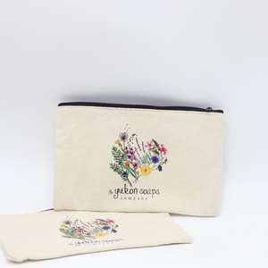 Wholesale Eco-friendly Custom Logo Print Natural Small Cotton <b>Cosmetic</b> <b>Bag</b> Canvas Makeup <b>Bag</b> - Product Image 1