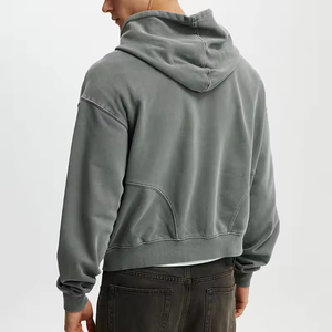 Wholesale Hoodie Manufacture High Quality Embossed Distressed Full <b>Zip</b> <b>up</b> Cropped Hoodie <b>Mens</b> Hoodies Sweatshirts - Product Image 2