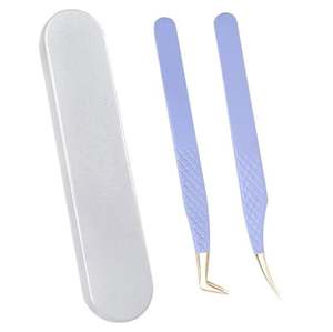 แหนบต่อขนตา 3 มิติ แบบโค้งและแบบตัว L สีเทาและสีทอง ชุด 2 ชิ้น พร้อมอุปกรณ์ติดฉลากส่วนตัว - Product Image 3