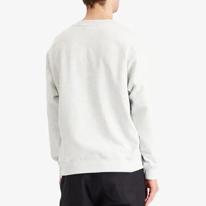 Sweat-shirt à col rond en tricot gris uni pour homme, fabrication sur mesure OEM, épaules tombantes - Product Image 3