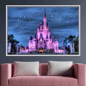 Personalized Cinderella Castle Canvas Print: Starry Sky Nursery Wall Art,WHITE <b>FRAMED</b> CANVAS - Product Image 1
