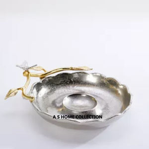 Diseño de doble cuenco Brillante pulido Interior Color plata Aluminio Metal Chip y cuencos de inmersión para servir alimentos Fiestas Uso en el hogar - Product Image 2