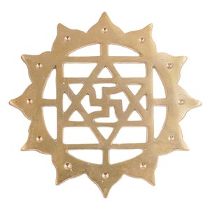 Latón Swastik Sathiya colgante de pared respetuoso con el medio ambiente pulido Yantra Vastu puerta colgante Najar Dosh energía auspiciosa latón decorativo - Product Image 4