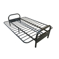 Sofá Cama Individual Económico de Acero con Brazos, Mueble de Dormitorio, Cama Futón Plegable Portátil de Metal para Sala de Estar