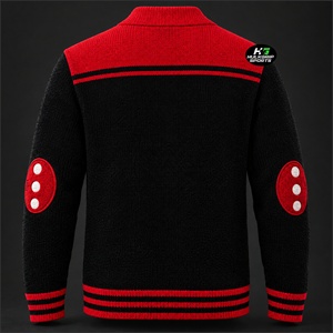 Cárdigan de Punto Acrílico Personalizado Rojo y Negro de la Hermandad Delta Sigma para Mujer, con Botones, Manga Larga, Cuello en V, Alta Calidad - Product Image 2