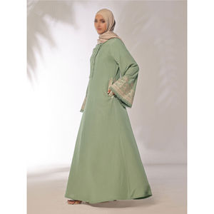 Abaya informal transpirable hasta el suelo para mujer, ropa islámica de diseño personalizado para adultos, venta al por mayor - Product Image 2