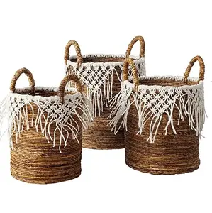 2023 High Selling Sea Grass <b>Basket</b> Premium Quality Sea Grass <b>Basket</b> Handmade Elegant for Home Kitchen <b>Storage</b> Holding Usage - Product Image 1
