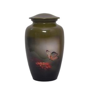 Urne funéraire métallique faite à la main pour les services funéraires Urnes de cendres pour adultes gravées en noir royal à vendre - Product Image 5