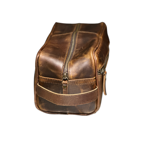 Medium Capacity Genuine Leather Crazy Horse Vintage Zipper Luxury Portable Bag for Men Travel Essentials <b>Organizer</b> Wash <b>Cosmetic</b> - Product Image 3