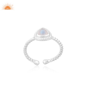 Anillo apilable estilo trillón de piedra lunar arcoíris genuino de mayorista, joyería fina de Plata de Ley 925 para mujeres para fiestas - Product Image 1