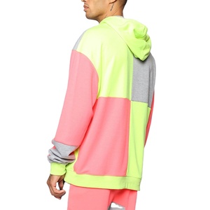 Fashionable multicolor patchwork loose-fitting men's <b>hoodie</b> suits Men Oversized <b>Hoodie</b> and Flare Jogger Set Tracksuits - Product Image 4
