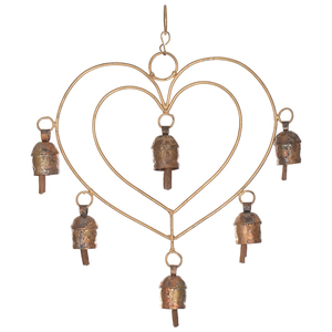 Cloches murales élégantes en forme de cœur cloches suspendues en métal doré de qualité supérieure parfaites pour les décorations de jardin au meilleur prix - Product Image 3