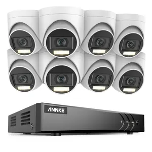 16CH 3K 5MP hibrid Ai algılama DVR ile 8 adet 3K 5MP TVI ses ve çift ışık taret kamera CCTV güvenlik sistemleri