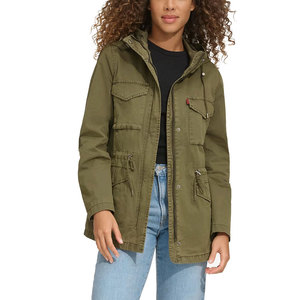 Chaqueta de Mujer con Bolsillos Delanteros Tipo Cargo, Cierre de Cremallera, Capucha, 100% Algodón, Color Sólido, Personalizable OEM/ODM - Product Image 1