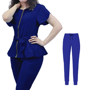 Ensemble haut et pantalon pour femmes Ensembles d'uniformes personnalisés à manches courtes Plus Size Uniformes de travail Ensembles d'uniformes à fermeture éclair - Product Image 4