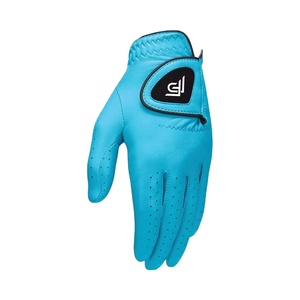 Custom Logo Unisex Golf Gloves Premium Cabretta Leather Breathable Finger Slits Sports Blue Design - Product Image 1