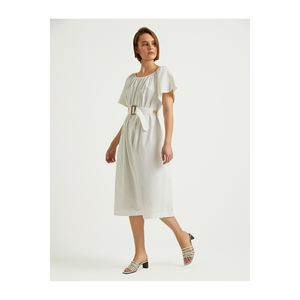 BGN Short Sleeve Casual Dress with Bicycle Collar and Wire <b>Belt</b> Model S23D143 - Product Image 1