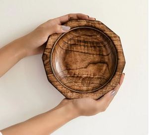 Mini cuenco de madera de acacia de forma hexagonal recién llegado, platos de madera natural a la venta, cuencos de madera de India - Product Image 2