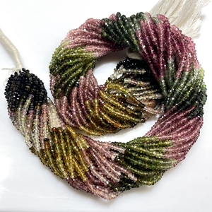 Cuentas de forma de Rondelle facetadas de turmalina múltiple, cuentas de piedras preciosas naturales de calidad fina, cuentas al por mayor para la fabricación de joyas - Product Image 2
