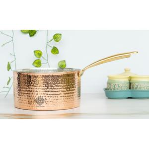 Andianartvilla กระทะซอสด้ามยาวทำจากทองเหลืองใช้ตีด้วยค้อนสำหรับทำอาหารและเสิร์ฟ-ใช้ในบ้านโรงแรมและร้านอาหาร - Product Image 4