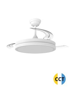 Ventilatore da soffitto CCT con 3 pale retrattili e luce, 48W 5280 Lm, bianco Night Evo (Cristal Record 85-100-42-000) - Product Image 1