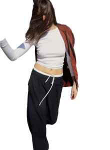 กางเกงทรงหลวมสีดำผ้าฝ้ายสำหรับผู้หญิงที่มีเอกลักษณ์และดีไซน์เนอร์เหมาะสำหรับการวิ่งออกกำลังกายและสวมใส่ทุกวัน - Product Image 4