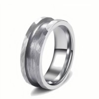Poya Jewelry Herren 8mm Ein kanal Inlay gehämmert Wolfram Ring Blank Classic für Hochzeit Verlobung geschenk