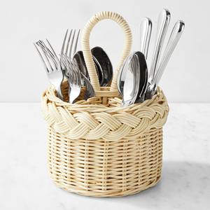 Hot Sale Rattan Utensil Holder Basket Handmade Wicker Cutlery Organizer Natural for Kitchen <b>Dining</b> <b>Table</b> Storage - Product Image 2