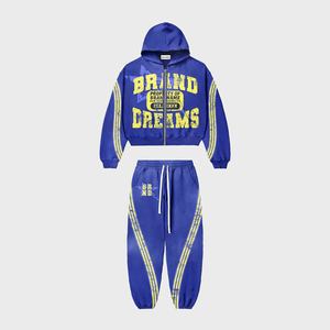 Conjunto de sudadera con capucha de lana de algodón lavado con ácido para hombre, chándal transpirable con logotipo personalizado para ropa informal para gimnasio de invierno fitness - Product Image 3