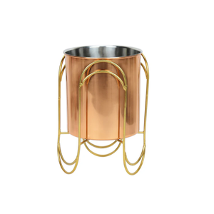 Jardinière ronde en métal de qualité supérieure avec support Jardinière de fleurs décorative intérieure et extérieure pour la maison et le jardin - Product Image 1