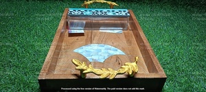 Juego de caja de regalo de tarro acrílico Eid Mubarak festivo con elegante bandeja de madera y cubiertas de incrustaciones de nácar hechas a mano - Product Image 4