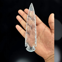 Tête de flèche grande pointe de flèche en Quartz clair fer de lance en cristal sculpté pour la décoration intérieure idée cadeau en cristal Unique