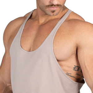 Débardeurs pour hommes Stringer en coton OEM avec votre logo/impression personnalisée débardeur de gymnastique grande taille Stringer surdimensionné pour hommes - Product Image 5