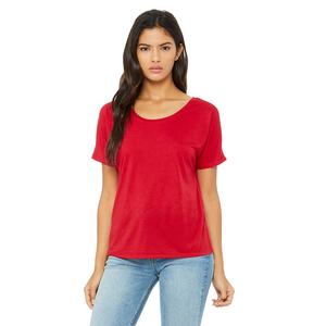 Bella + Canvas Ladies' Slouchy <b>T</b>-<b>Shirt</b> <b>Red</b> Small <b>Womens</b> Casual Scoop Collar <b>T</b> <b>Shirts</b> Breathable Ladies Top - Product Image 3