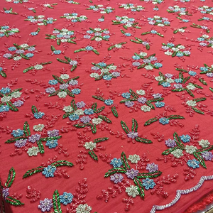 Tela de Red Bordada a Mano con Cuentas, de Lujo, Pesada y Ecológica, Estilo Cruzado, Tejido con Trama para Uso en Accesorios - Product Image 1