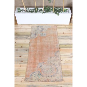 Tapis turc 2,5 x 5,4 pieds, petit tapis vintage, tapis à motifs floraux orange - Product Image 1
