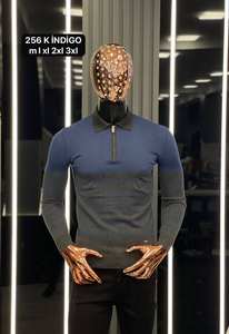 Suéter informal de otoño para hombre para cuello Polo manga larga cremallera calor cálido Cachemira Mohair estampado Jacquard Logo botón raya letra. - Product Image 4