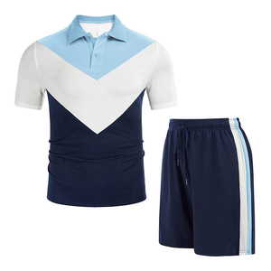 <b>Summer</b> Custom logo Casual Polo <b>Shirts</b> and Shorts Two Piece Sets Tracksuit Ribbed Short Sets <b>for</b> <b>Men</b> - Product Image 1