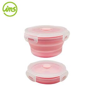 Contenedor de almacenamiento de alimentos plegable de silicona redonda de 4,7" - Product Image 1