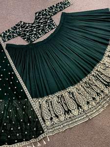 Lehenga Choli-ropa de boda y fiesta, bordado pesado de seda, con Dupatta, distribuidor y distribuidor indio - Product Image 4