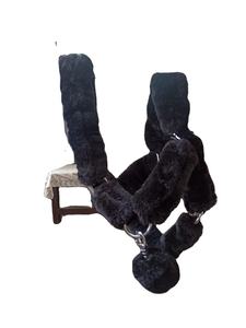 Cabestro de nailon de caballo negro personalizable con accesorios de Metal de piel de oveja, cuerda de buen ajuste, Material de cuero, logotipo personalizado - Product Image 6