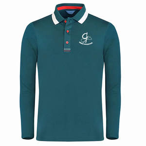 100% algodón Slim-Fit patrón sólido manga larga para camisetas de polo logotipo impreso personalizado polos de golf - Product Image 1