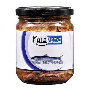 ANCHOVY FILLETS ENGRAULIS ENCRASICOLUS IN OLIVE OIL SAVED IN GLASS JAR FISHED IN FAO ZONE 37.1.2